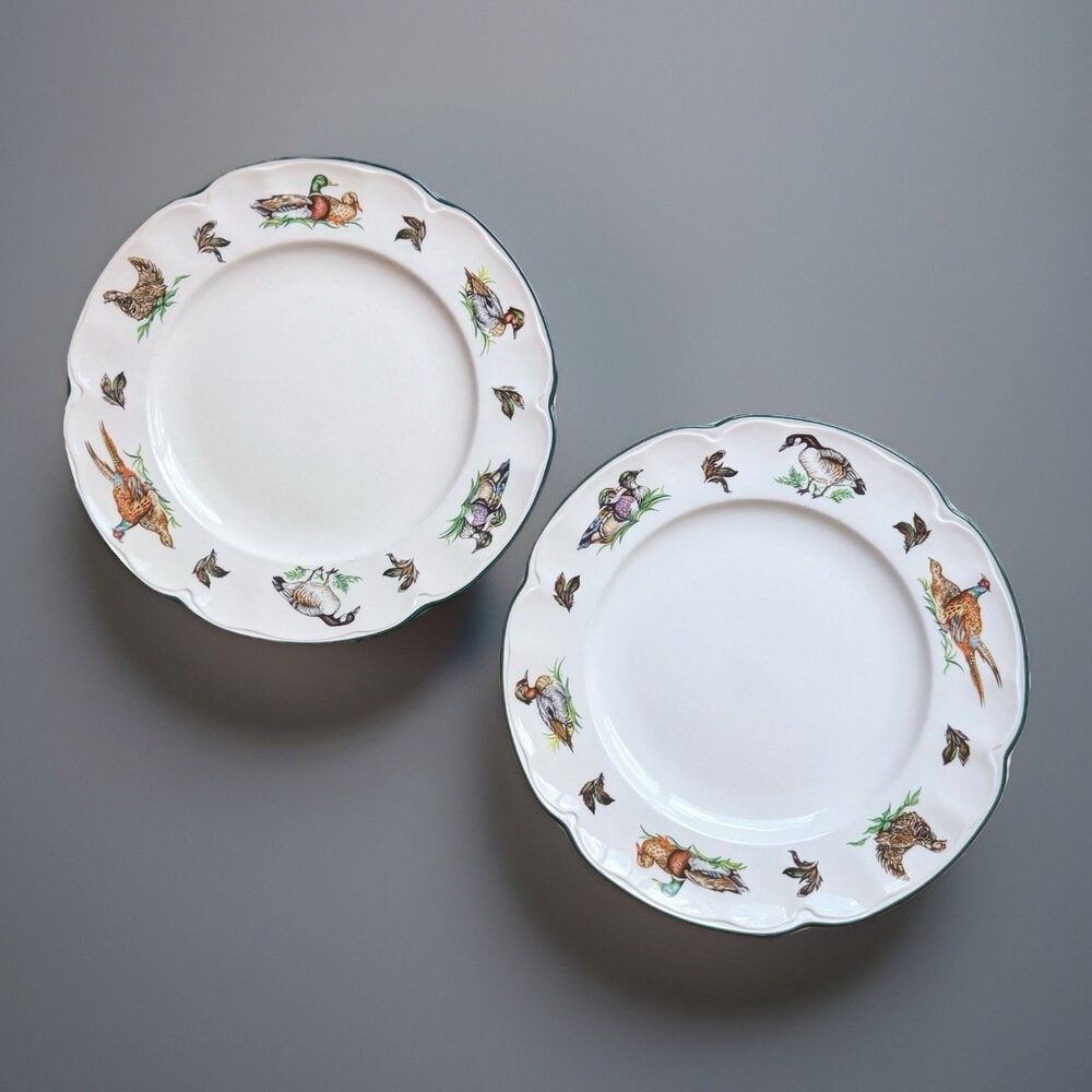 2 BROOKSHIRE by Johnson Brothers Dinner Plates Game Birds Ducks Pheasant 10.5"